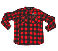 Front facing Eddie Bauer Red and Black Plaid with white stitched recteq logo