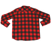 Back facing Eddie Bauer Red and Black Plaid with white stitched recteq logo