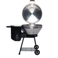 RT-B380 Bullseye wood pellet grill front facing with lid open