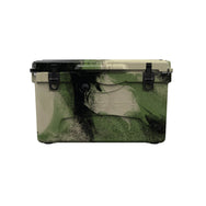 Front facing 45 quart Camouflage RECTEQ ICER cooler and lid closed.