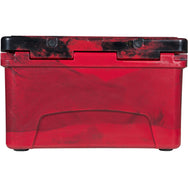 Back facing 45 quart Red and Black RECTEQ ICER cooler and lid closed.
