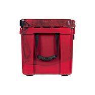 45qt Red and Black RECTEQ ICER showing the 1" wide removable nylon handles w/molded rubber grip