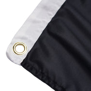 Brass grommets on the black competition flag