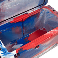 Inside of the 75 quart Red, White, and Blue RECTEQ ICER cooler without the cutting board/divider and hanging basket.