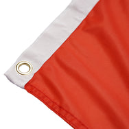 Brass grommets on the red competition flag