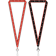 3/4" W x 35.43" L Dye sublimated polyester lanyard in red with white recteq logo and black trim and black with white recteq logo and red trim.
