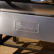 RT-700 wood pellet grill front folding shelf attached to the grill and down. 